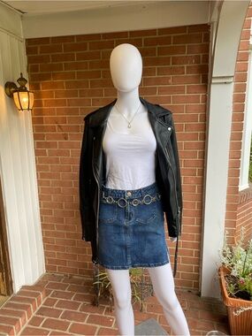 Vintage Y2K Rampage Denim Mini Skirt with Front Patch Pockets